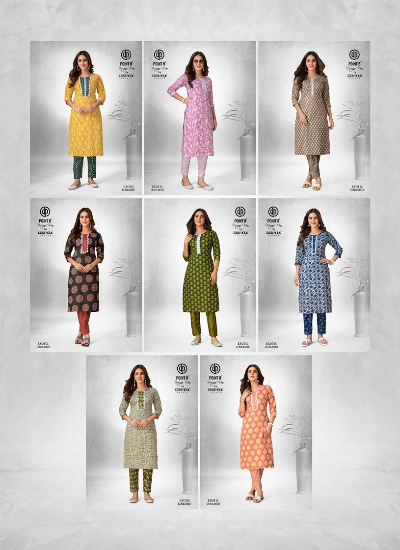 Deeptex Exotic Vol 6 Kantha Cotton Wholesale Kurti with Pant Catalog — Wholesale Kurtis, Deeptex wholesale from Surat — view 9
